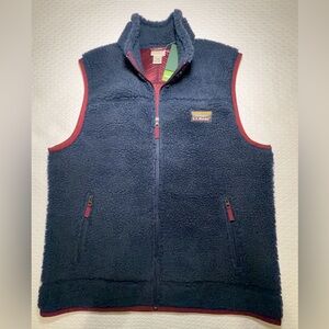 Men’s LL Bean Mountain Pile Navy Blue Sherpa-style Fleece Vest, Large, NWT